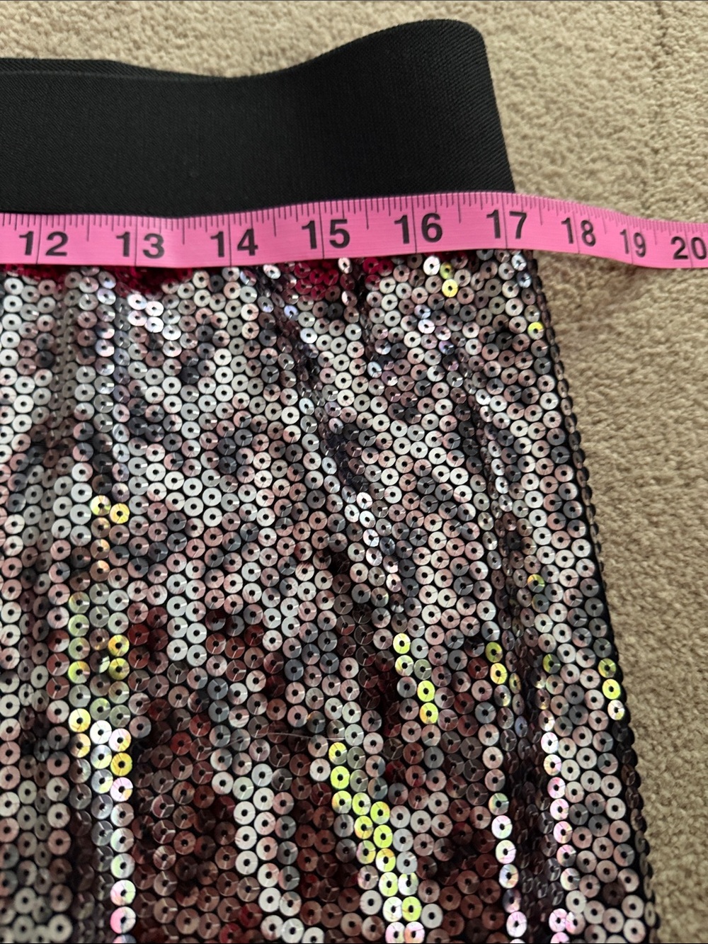 Karen Kane Silver Sequin Mini Skirt with Black Waistband - Picture 5 of 5
